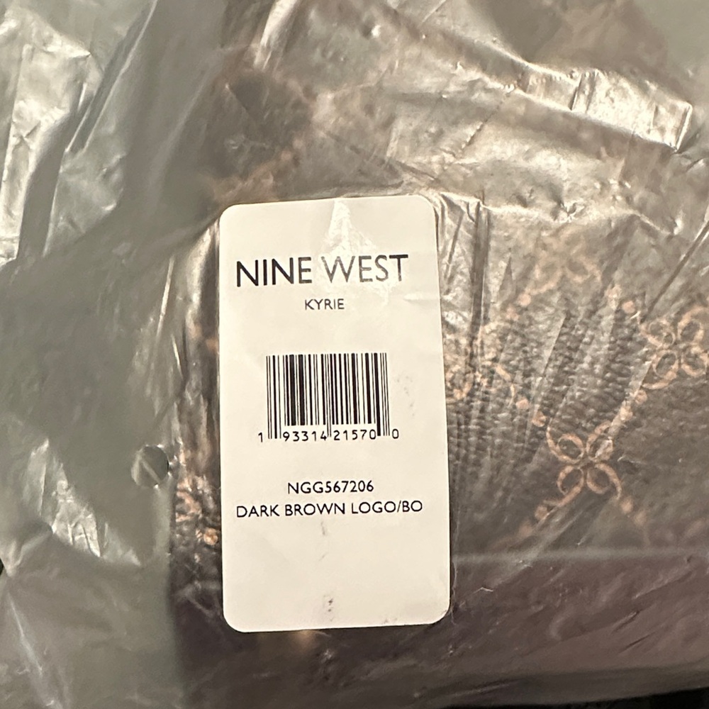 Nine West Burgundy & Brown Logo Satchel with Detachable Strap - Picture 7 of 8